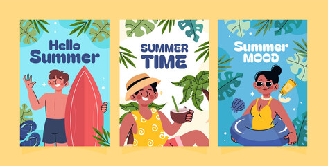 Flat Summer horizontal banner Collection