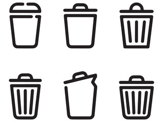 Trash Can Icon Set – Vector Bin Symbols for UI & Web Design