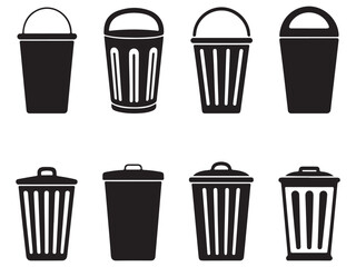 Trash Can Icon Set – Vector Bin Symbols for UI & Web Design