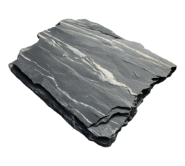 A large rock with a black and white pattern