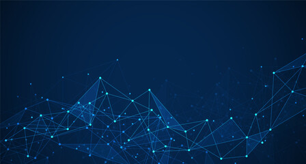 Geometric connected background. Connecting dots and lines. Global network connection. Banner template for technology.