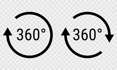 360 degree vector icons on a checkered background
