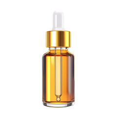 Fototapeta premium Cosmetic Essential Oil Bottle with Golden Cap and Dropper