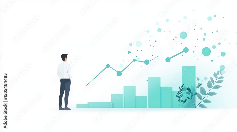 Poster progress business dashboard with rising statistics and performance metrics showing progress.