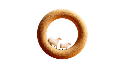 Two red heart-shaped rings, a symbol of love, are isolated on a white background