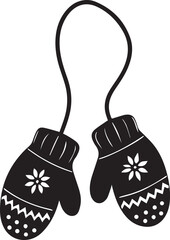 black christmas mittens logo, christmas mittens vector illustration isolated on white background