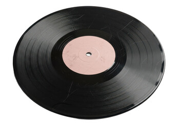 Black vinyl record isolated on transparent background
