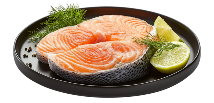 Raw salmon fillet ready to cook. Healthy food concept  isolated on transparent background	