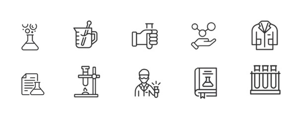 Chemistry line editable icon set.vector illustration