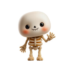 Cute fun cartoon 3d skeleton figurine waving