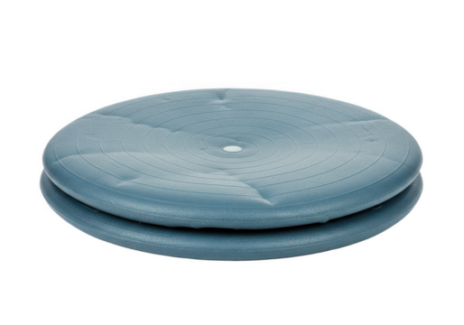 Two blue balance cushions stacked isolated on transparent background