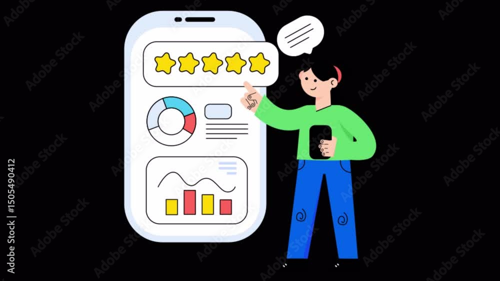 Poster business rating motion graphic rendering with transparent alpha channel