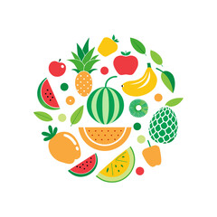 Circle of Fruits and Vegetables
