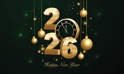 2026 Happy New Year Background Design. Greeting Card, Banner, Poster. Vector Illustration.
