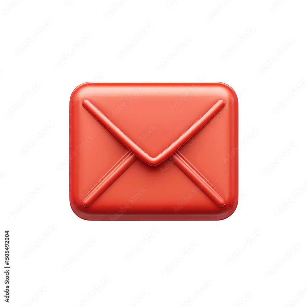 Poster an urgent red envelope icon symbolizing a new message waiting to be read on transparent background