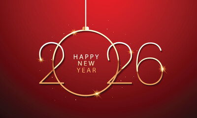2026 Happy New Year Background Design. Greeting Card, Banner, Poster. Vector Illustration.