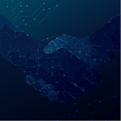 Obraz premium Abstract Digital Handshake Illustration – Futuristic Technology Concept