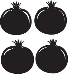 Pomegranate Icon Clip Art Black Silhouette Design Vector Art Illustration