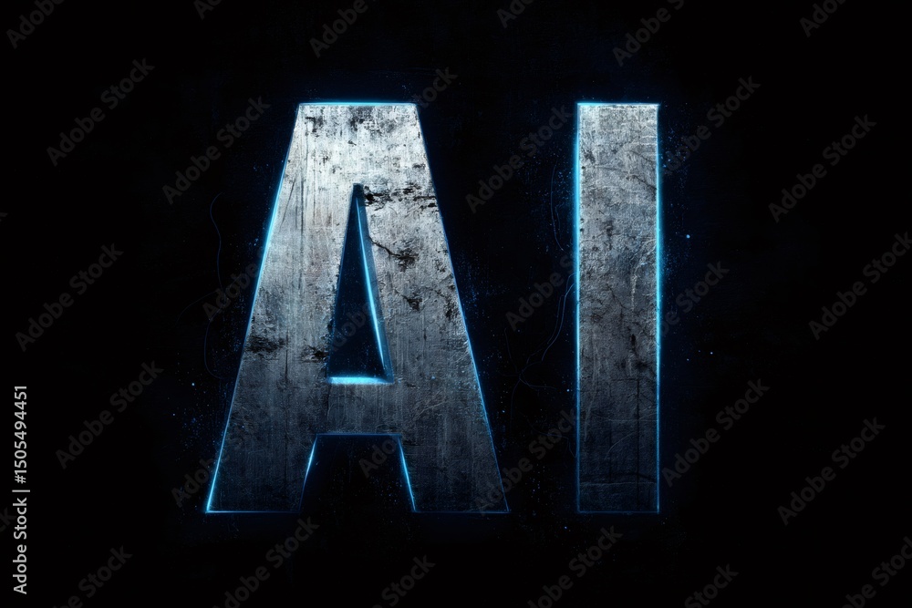 Fototapete artificial intelligence glowing in dark background representing machine learning