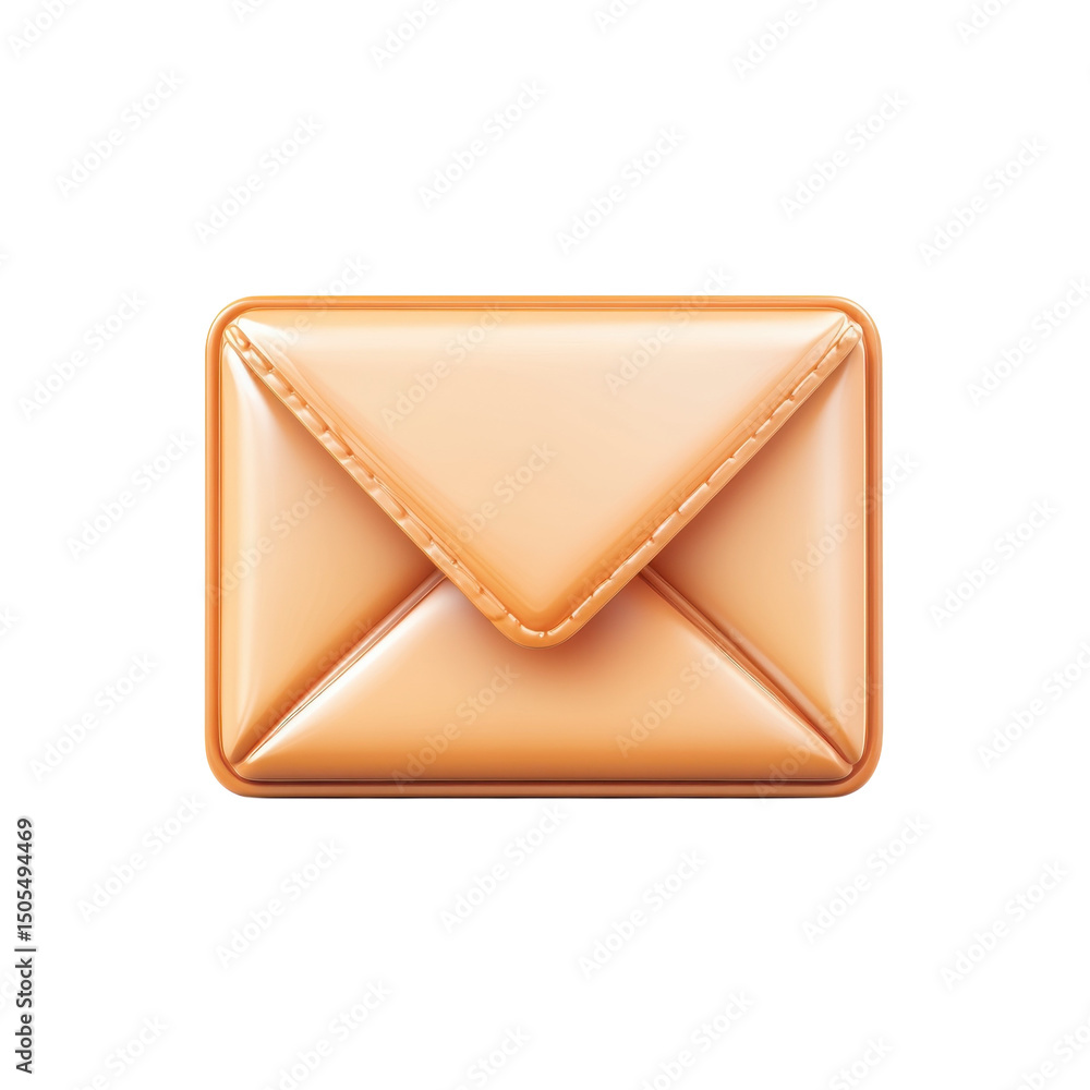 Poster an inviting glossy peach envelope icon signaling a new message with smooth on transparent background