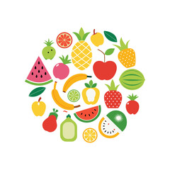 Circle of Fruits and Vegetables
