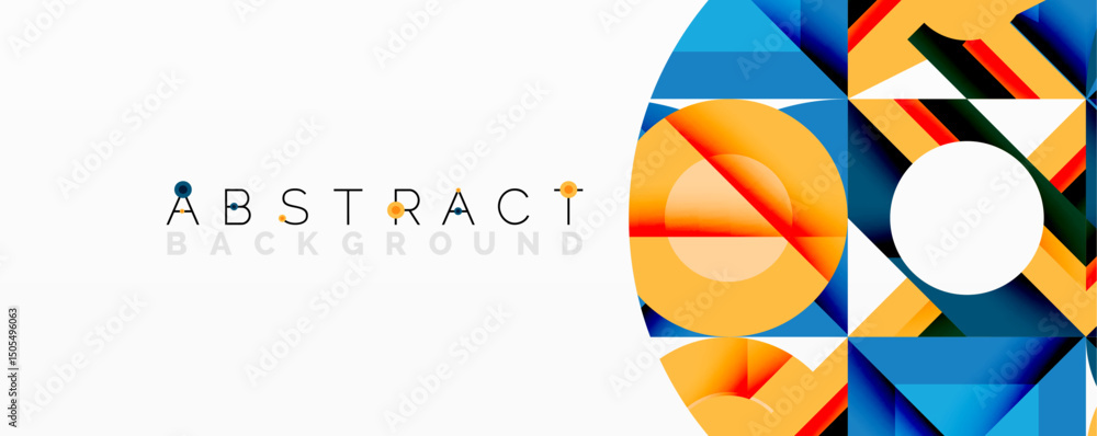Poster geometric shapes overlap, creating vibrant colorful design. modern aesthetic, suitable for digital b