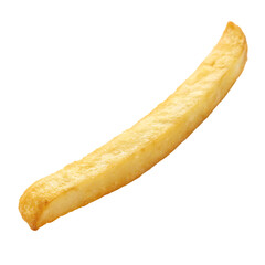 A whole single french fry isolated on a transparent background