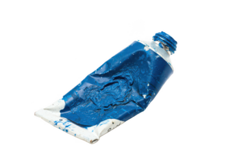 Blue paint tube isolated on transparent background