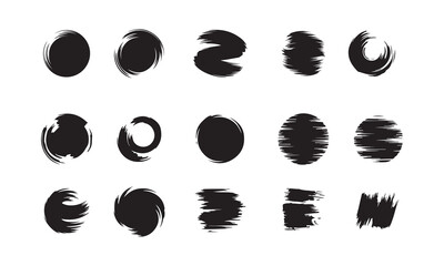 Set of Abstract Brush Stroke Shapes for Design on white