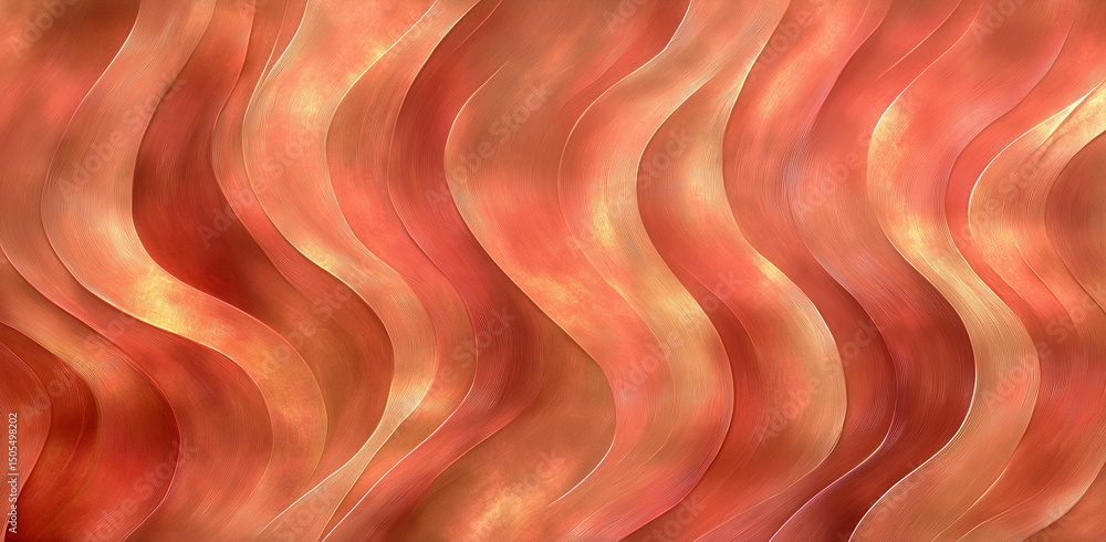 Poster copper abstract background with flowing lines and seamless color blends, featuring warm red to soft 