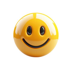 Fototapeta premium A glossy yellow smiley face radiating pure joy and cheerful vibes on transparent background