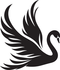 Minimalist Black Swan Silhouette Vector Art – Elegant Curves & Stylized Feathers