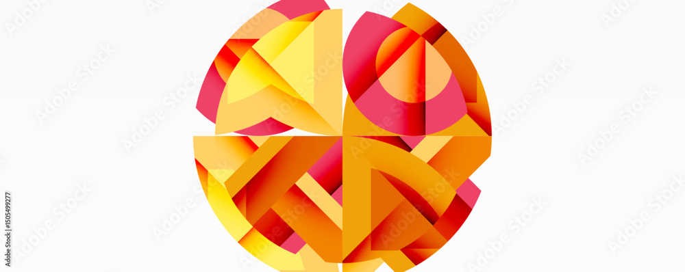 Aufkleber abstract geometric design. orange, red hues form circular pattern. modern, vibrant composition. simp