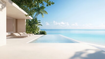 Luxurious beachfront villa with ocean view and infinity pool
