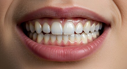 Obraz premium Close-up View of Healthy, Bright Teeth and Pink Lips
