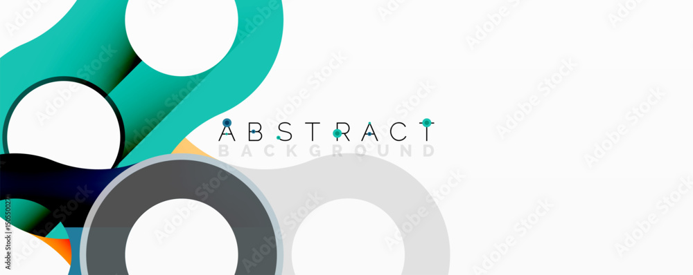 Poster Modern abstract design. Overlapping shapes create dynamic composition. Blue, gray, orange hues dominate clean white space.