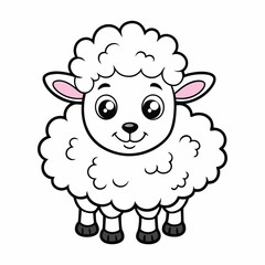 Fototapeta premium Cute funny cartoon lamb vector illustration of a happy baby sheep