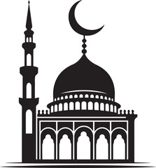 Islamic Mosque Silhouette Black Vector | Muslim Architecture & Religious Landmark Art