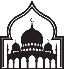 Islamic Mosque Silhouette Black Vector | Muslim Architecture & Religious Landmark Art