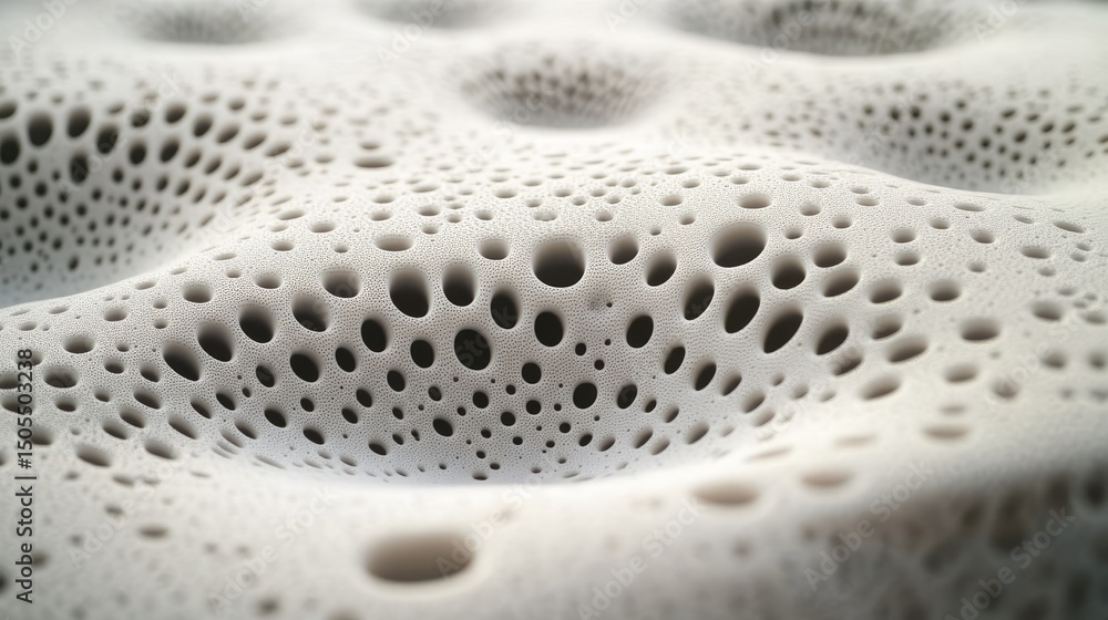 Poster abstract textured surface with numerous uniformly distributed pores forming a wavy pattern