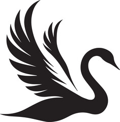 Minimalist Black Swan Silhouette Vector Art – Elegant Curves & Stylized Feathers