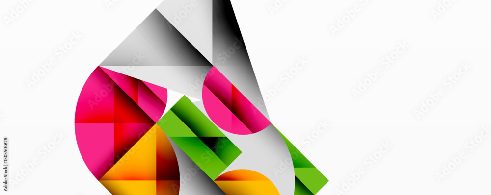 Leinwandbilder Abstract geometric shapes overlap, creating vibrant colorful composition. Modern design features sharp angles, smooth gradients.