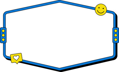 Retro 90s text frame shape. Blank banner or frame for text in retro style. Vector isolated