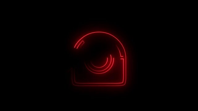 Neon glowing trackball icon animation.4K Video animation .