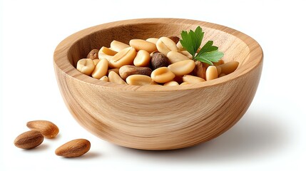 Wooden Bowl of Mixed Nuts