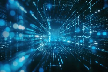 Obraz premium Blue digital lines forming a virtual tunnel. High-speed data transfer concept. 