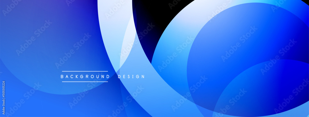 Poster Abstract blue background. Overlapping circles create dynamic visual effect. Modern design suitable for digital projects.