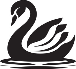 Minimalist Black Swan Silhouette Vector Art – Elegant Curves & Stylized Feathers