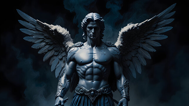 Angel statue with wings in the sky