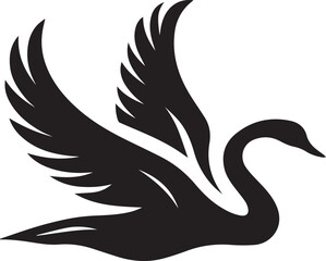 Minimalist Black Swan Silhouette Vector Art – Elegant Curves & Stylized Feathers